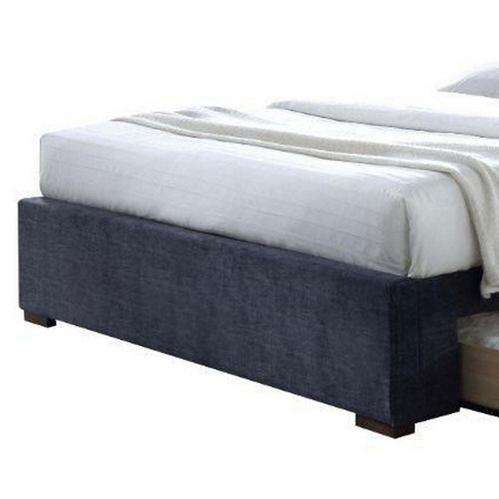 Fabric Upholstered Button Tufted Eastern King Bed Gray By Casagear Home BM235338