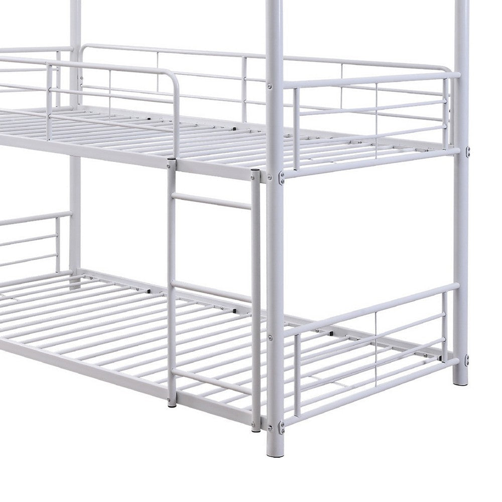 3 Tier Industrial Style Full Size Metal Bunk Bed White By Casagear Home BM235362