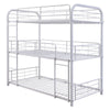 3 Tier Industrial Style Full Size Metal Bunk Bed, White By Casagear Home