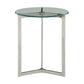 24 Inches Round Glass Top End Table with Y Shape Base, Chrome By Casagear Home