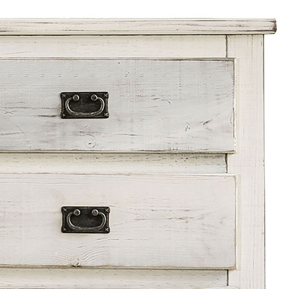 Plank Design 6 Drawer Wooden Dresser with Bail Pulls White By Casagear Home BM235420