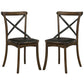 Wooden Crossback Side Chairs with Saber Legs, Set of 2, Brown By Casagear Home