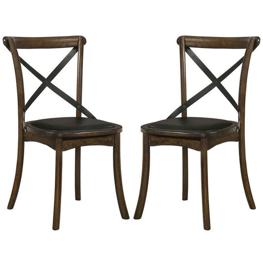 Wooden Crossback Side Chairs with Saber Legs, Set of 2, Brown By Casagear Home