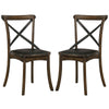 Wooden Crossback Side Chairs with Saber Legs, Set of 2, Brown By Casagear Home