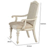 Rustic Wooden Arm Chair with Intricate Carvings Set of 2 Antique White By Casagear Home BM235431