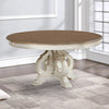 Dual Tone Round Wooden Dining Table with Pedestal Base Antique White By Casagear Home BM235433