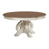 Dual Tone Round Wooden Dining Table with Pedestal Base, Antique White By Casagear Home