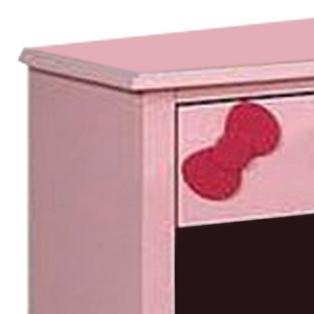 1 Drawer Transitional Wooden Nightstand with Arched Base Pink By Casagear Home BM235458