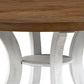 Dual Tone Round Top Dining Table with Pedestal Base Brown and White By Casagear Home BM235501