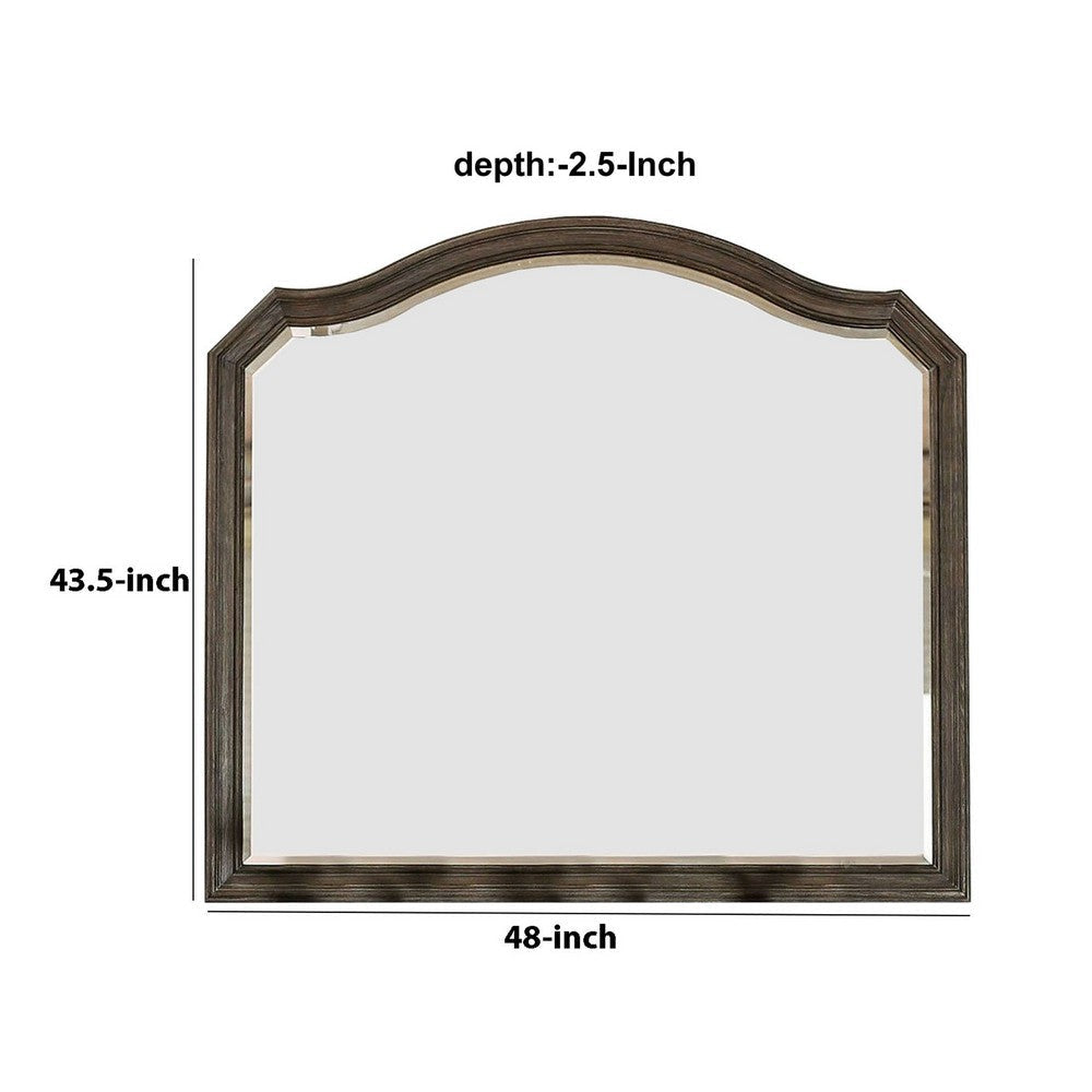 43.5 Inches Scalloped Mirror with Molded Details Brown By Casagear Home BM235524