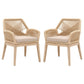 Intricate Rope Weaved Padded Arm Chair, Set of 2, Beige and Brown By Casagear Home