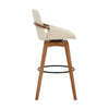 30 Inch Leatherette Swivel Barstool Cream and Walnut By Casagear Home BM236356