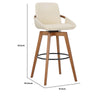 30 Inch Leatherette Swivel Barstool Cream and Walnut By Casagear Home BM236356