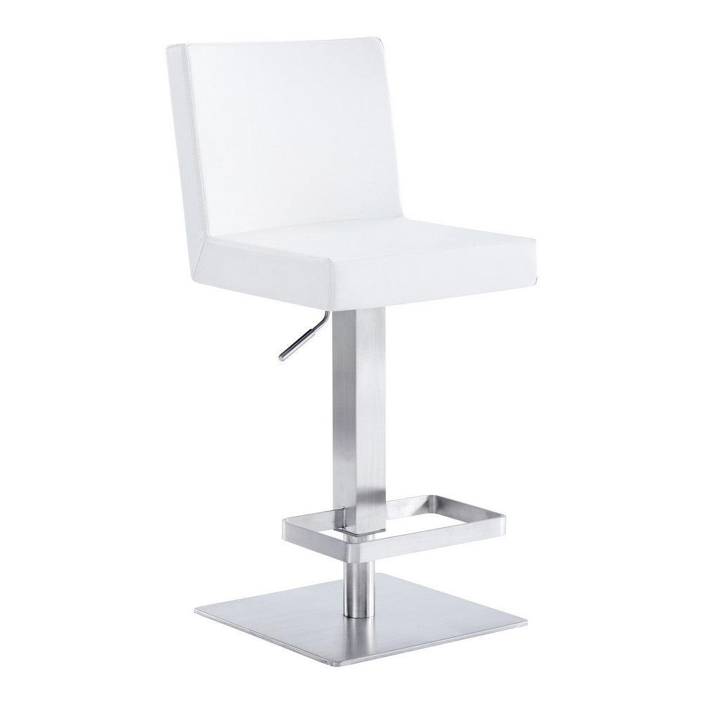 Leatherette Swivel Barstool with Adjustable Height White By Casagear Home BM236653