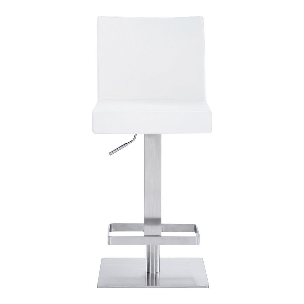 Leatherette Swivel Barstool with Adjustable Height White By Casagear Home BM236653