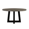 55 Inches Round Concrete Top Dining Table, Gray and Black By Casagear Home