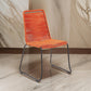 18.5 Inches Fishbone Weaved Metal Dining Chair, Set of 2, Orange By Casagear Home