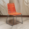 18.5 Inches Fishbone Weaved Metal Dining Chair, Set of 2, Orange By Casagear Home