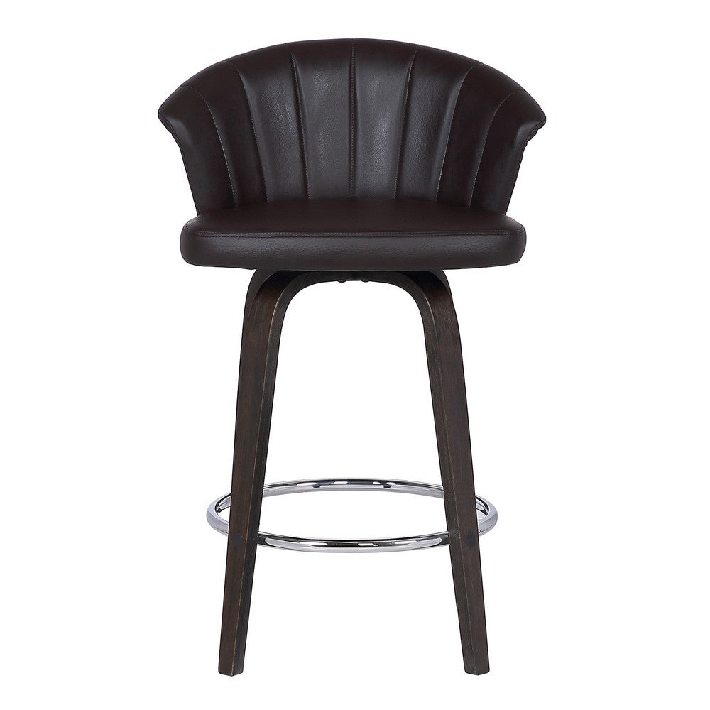 30’’ Channel Stitched Faux Leather Barstool with Tapered Legs Brown By Casagear Home BM236725