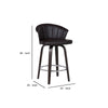 30" Channel Stitched Faux Leather Barstool with Tapered Legs, Brown By Casagear Home