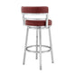 30 Inch Leatherette Counter Height Barstool Silver and Red By Casagear Home BM236762