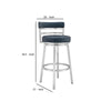 26 Inch Leatherette Counter Height Barstool Silver and Blue By Casagear Home BM236763