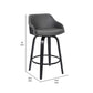 26 Inch Wooden and Leatherette Swivel Barstool Black and Gray By Casagear Home BM236781