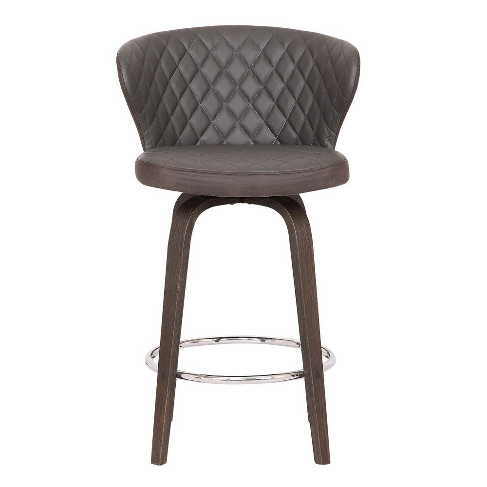 Curved Back Leatherette Barstool with Swivel Mechanism Brown By Casagear Home BM236834