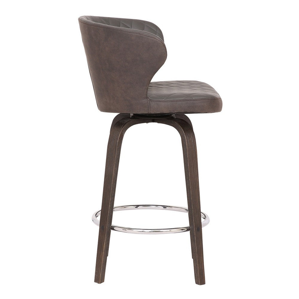 Curved Back Leatherette Barstool with Swivel Mechanism Brown By Casagear Home BM236834