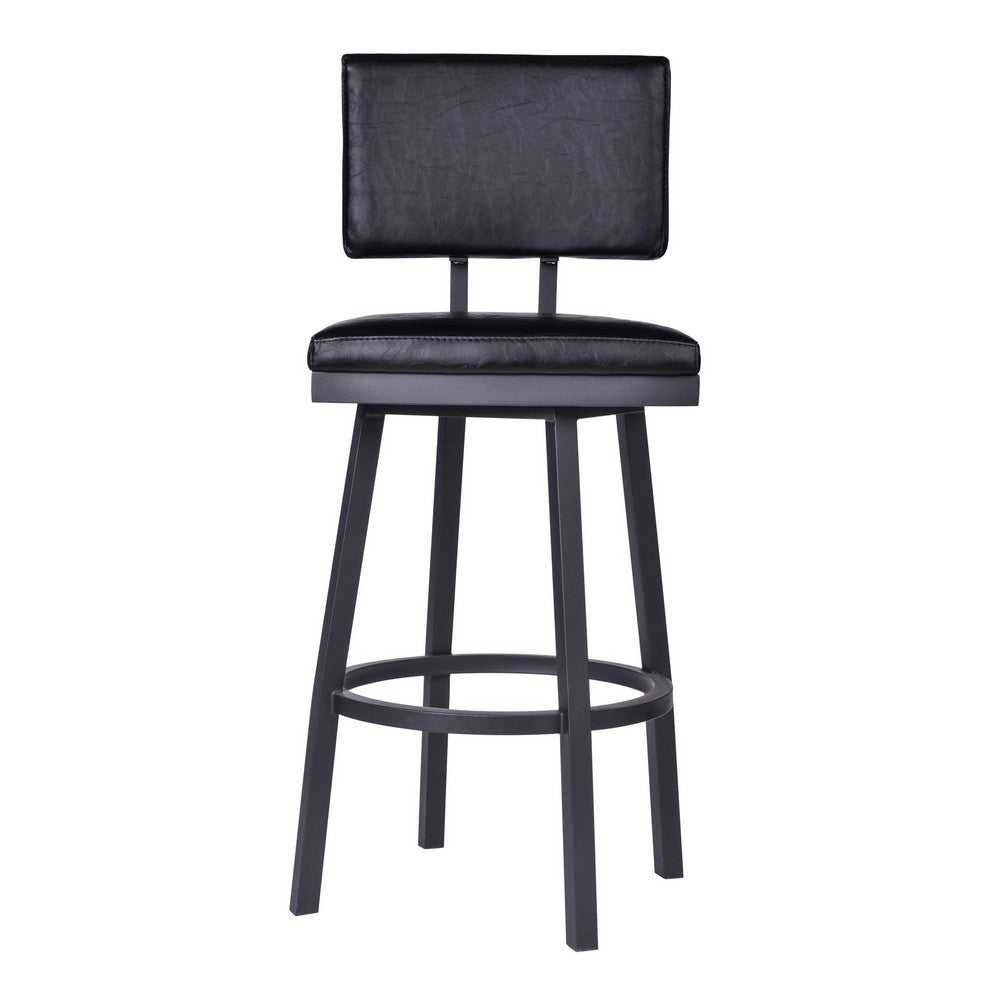 26’’ Lumbar Back Faux Leather Barstool with Stainless Steel Legs Black By Casagear Home BM236920