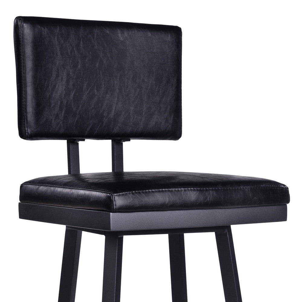 26’’ Lumbar Back Faux Leather Barstool with Stainless Steel Legs Black By Casagear Home BM236920