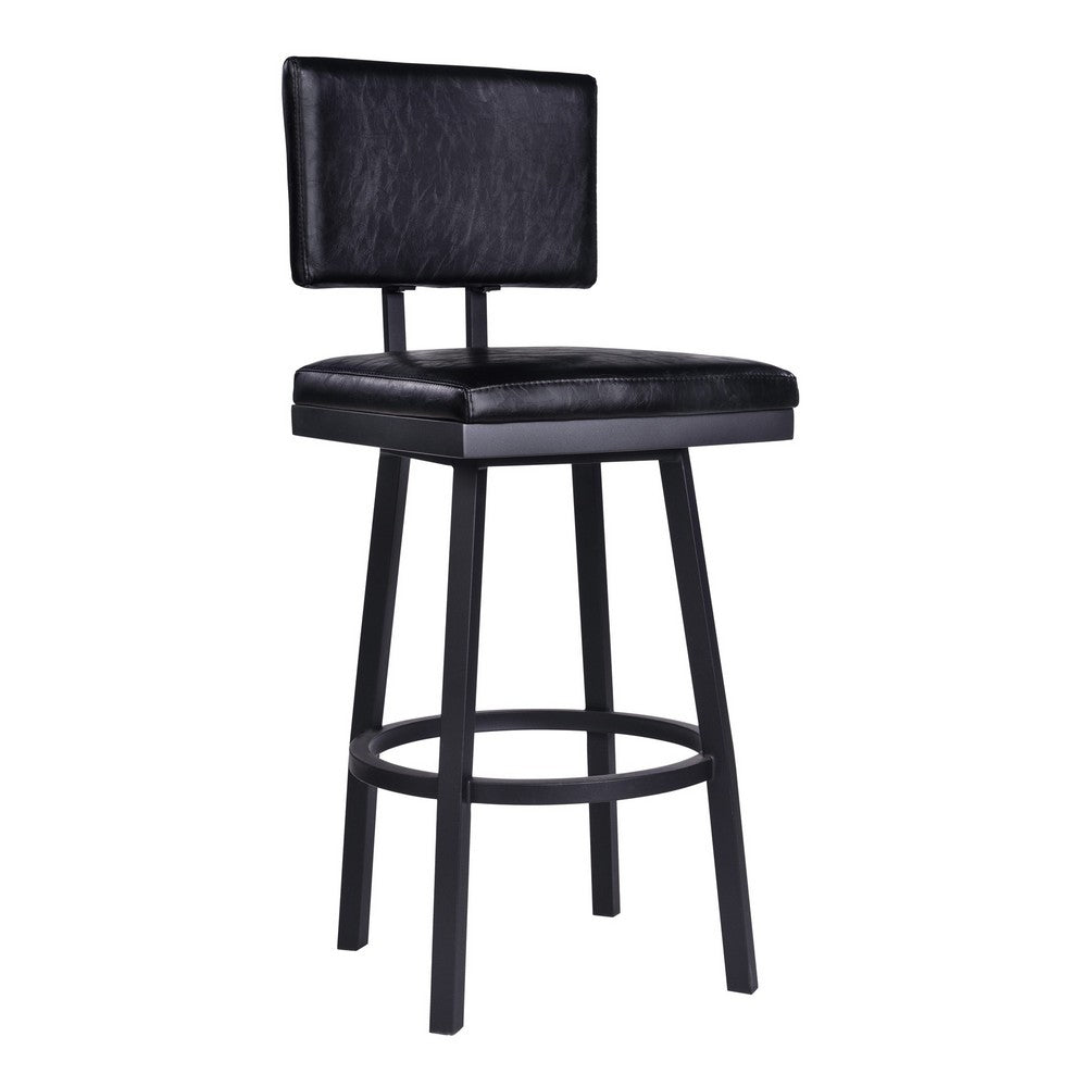 26’’ Lumbar Back Faux Leather Barstool with Stainless Steel Legs Black By Casagear Home BM236920