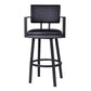 Lumbar Back Faux Leather Barstool with Stainless Steel Legs and Arms Black By Casagear Home BM236921