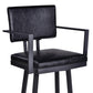 Lumbar Back Faux Leather Barstool with Stainless Steel Legs and Arms Black By Casagear Home BM236921