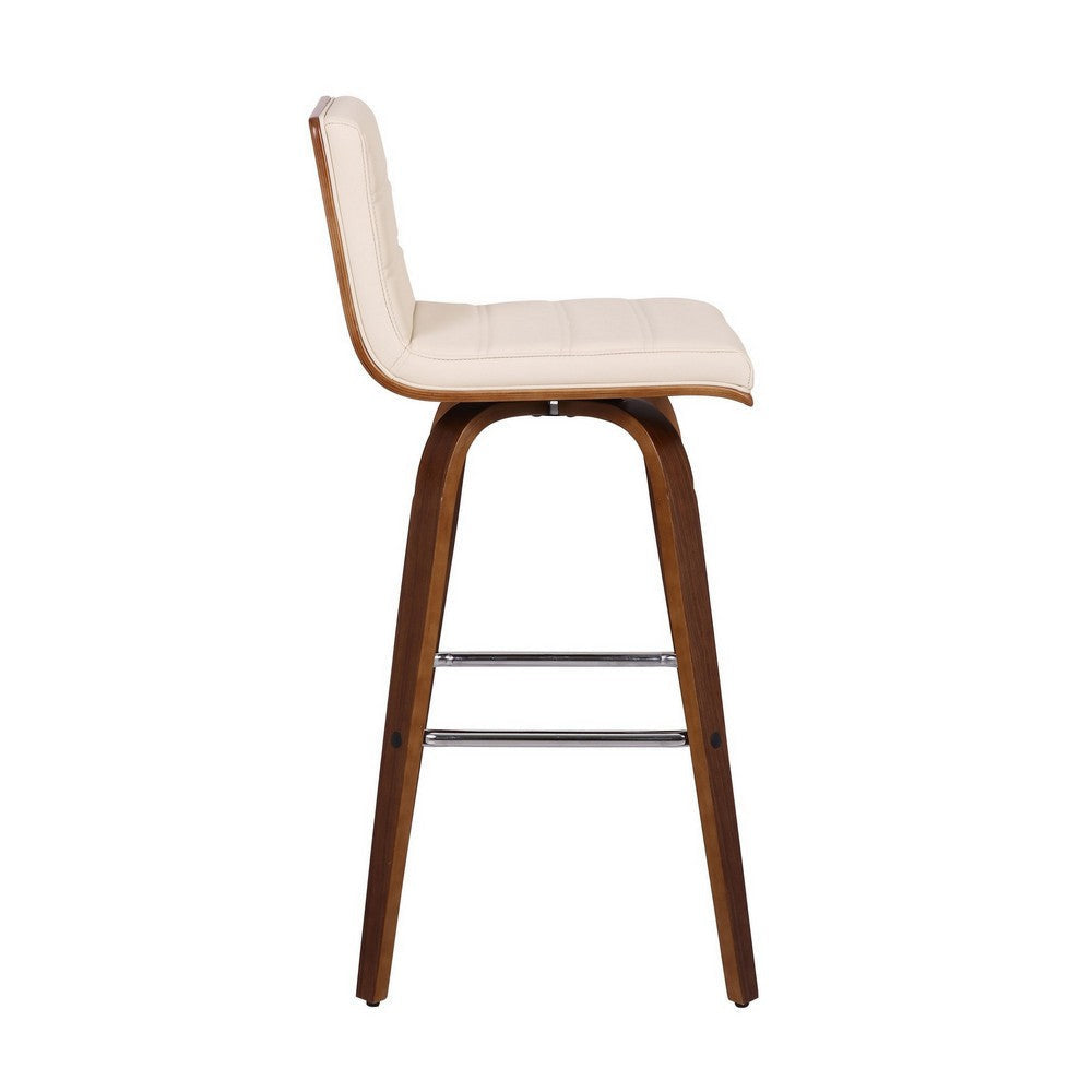 Leatherette Sloped Seat Barstool with Angled Legs Cream By Casagear Home BM236980