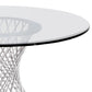 Round Glass Top Dining Table with Metal Mesh Base Silver By Casagear Home BM236992