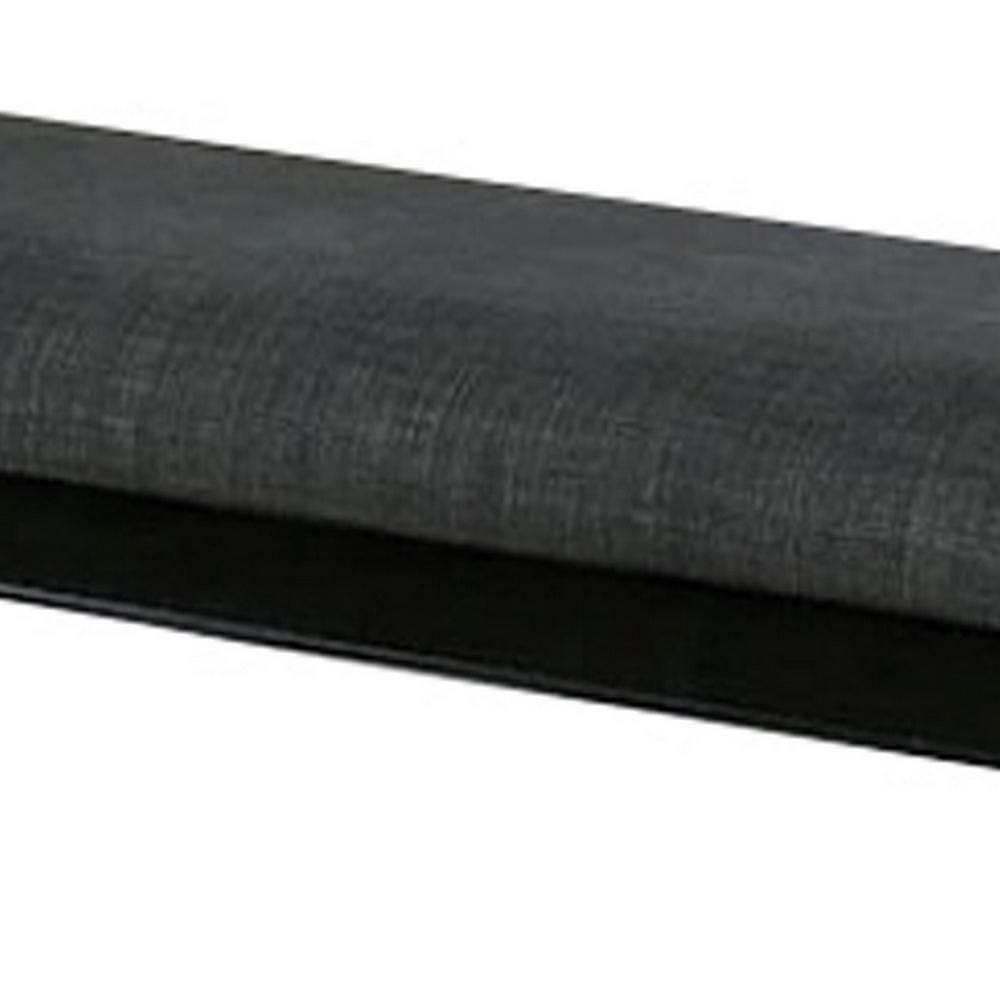 Fabric Seat Bench with Wooden Sleek Block Legs Black and Gray - BM237156 By Casagear Home BM237156