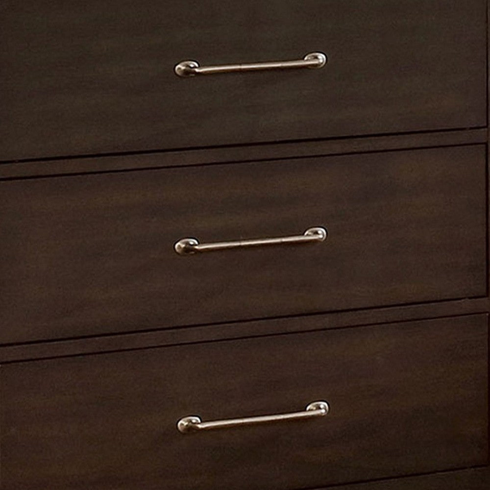 6 Drawer Wooden Dresser with Metal Pulls Walnut Brown By Casagear Home BM237168