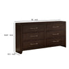 6 Drawer Wooden Dresser with Metal Pulls Walnut Brown By Casagear Home BM237168