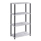 4 Tier Design Bookshelf with Metal Tubular Legs, Antique White By Casagear Home