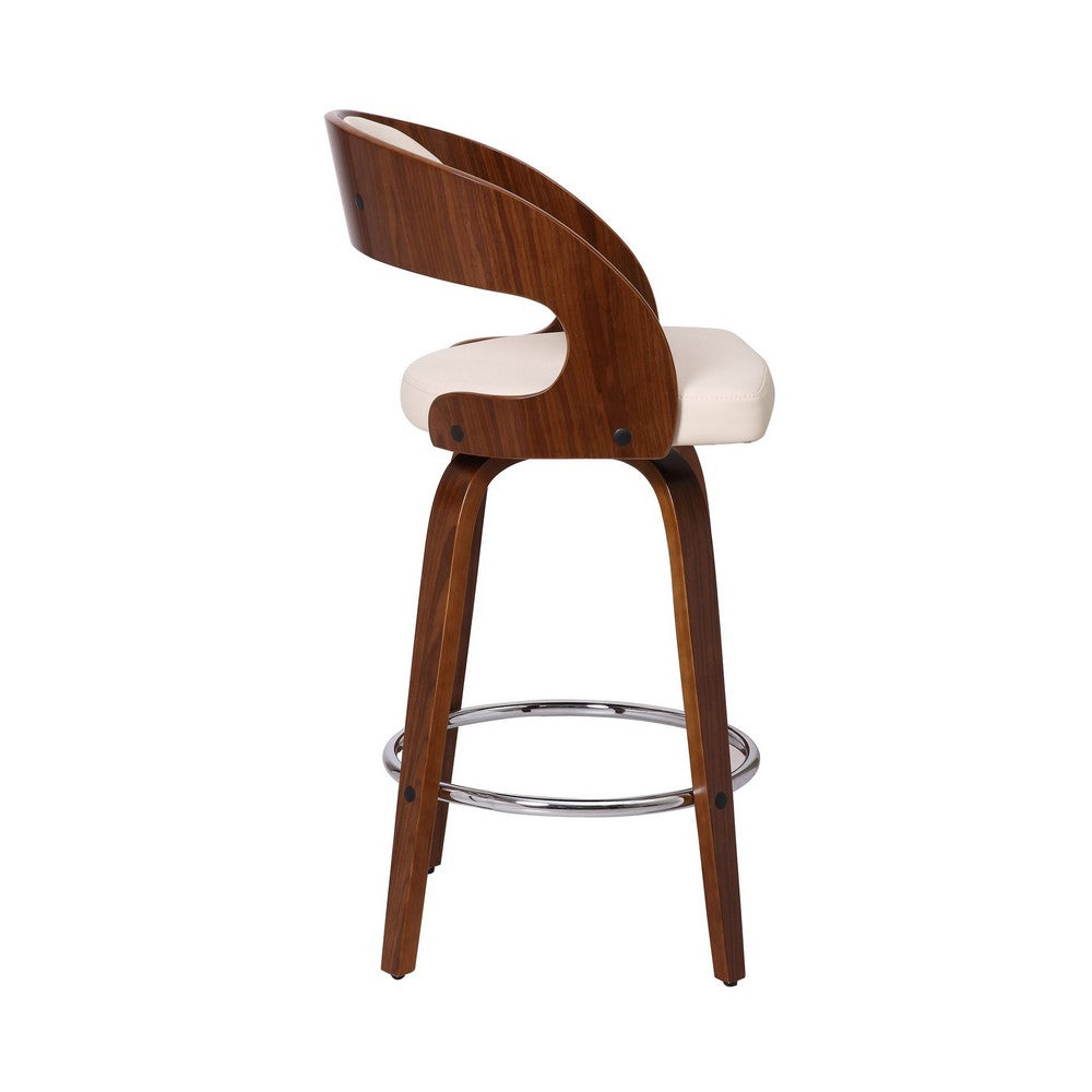 Mid Century Curved Back Swivel Counter Barstool Cream - BM237211 By Casagear Home BM237211