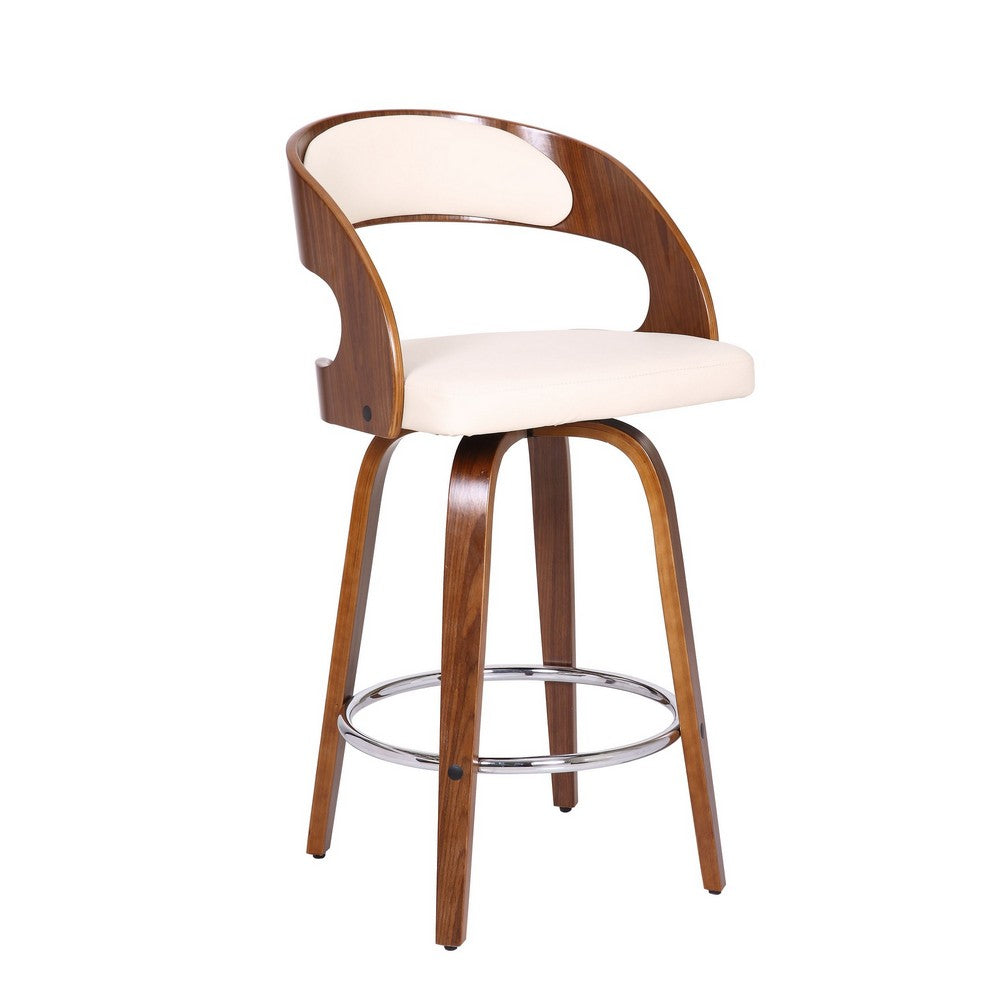 Mid Century Curved Back Swivel Counter Barstool Cream - BM237211 By Casagear Home BM237211