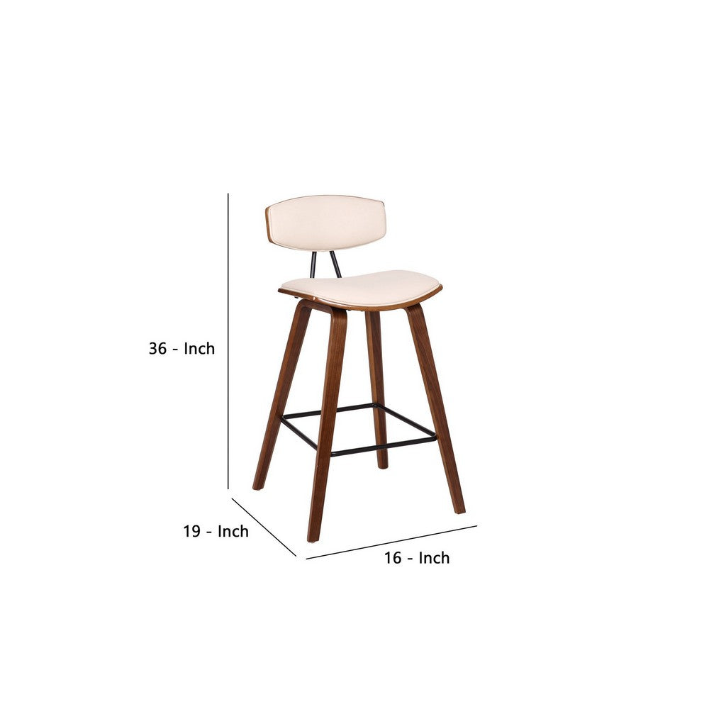 Mid Century Top Padded Back Counter Barstool Cream - BM237213 By Casagear Home BM237213