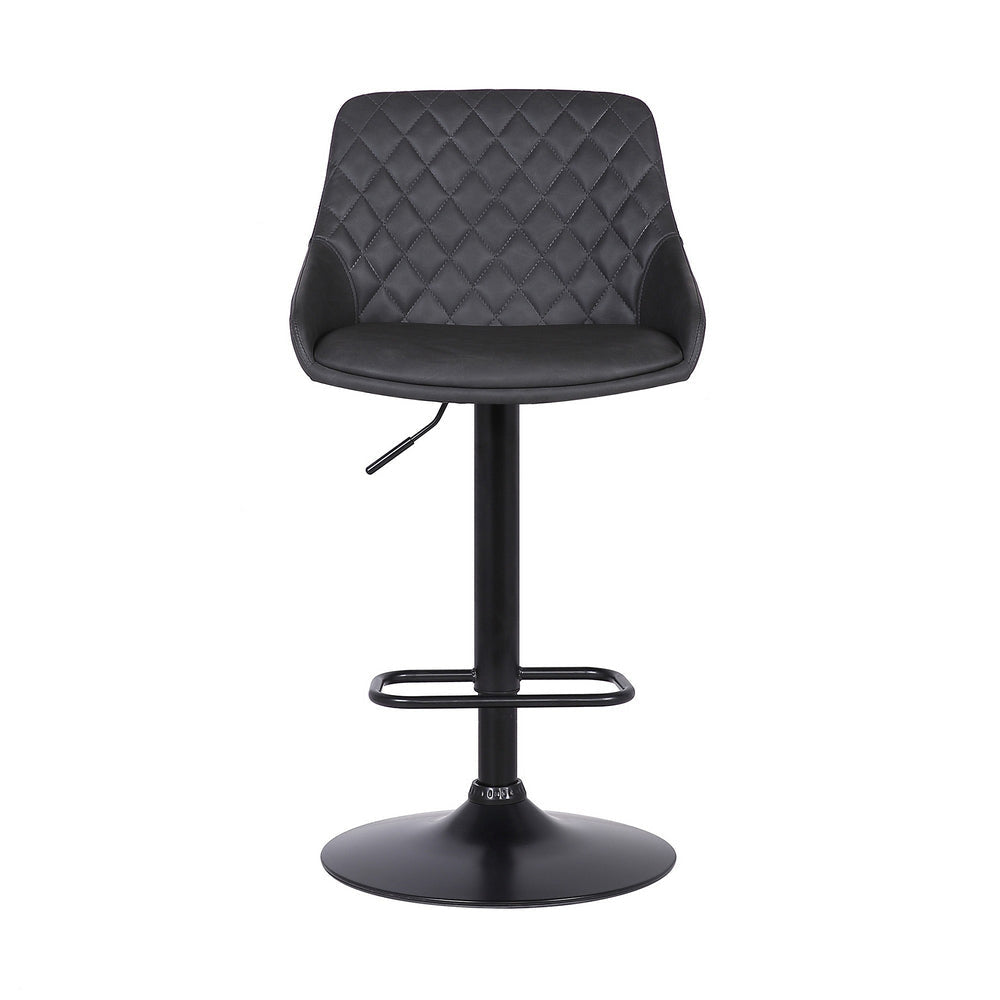 Metal and Leatherette Bar Stool with Adjustable Height Black By Casagear Home BM237248