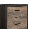 Rustic Style 5 Drawer Wooden Chest with Metal Bar Handles Brown By Casagear Home BM237352