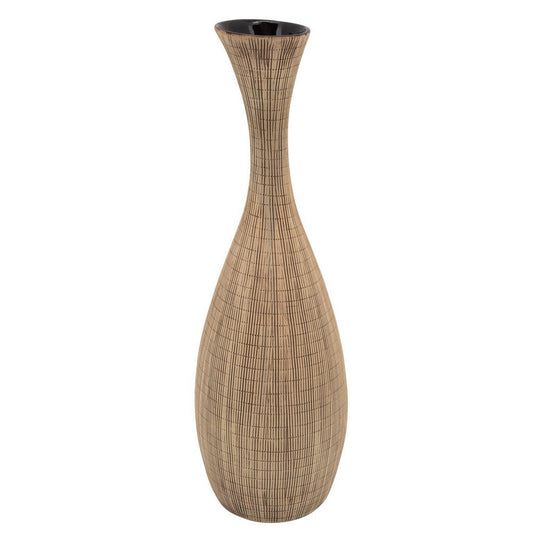 20'' Pot Bellied Shape Ceramic Vase with Sleek Flared Neck, Beige By Casagear Home