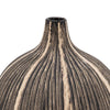 Bellied Shape Ceramic Vase with Textured Lines Brown By Casagear Home BM238124