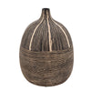 Bellied Shape Ceramic Vase with Textured Lines, Brown By Casagear Home