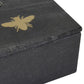 Rectangular Marble Box with Bee Accent and Hexagonal Patten Black By Casagear Home BM238158