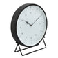 Metal Round Shaped Table Clock with Dual Curved Base Black By Casagear Home BM238177